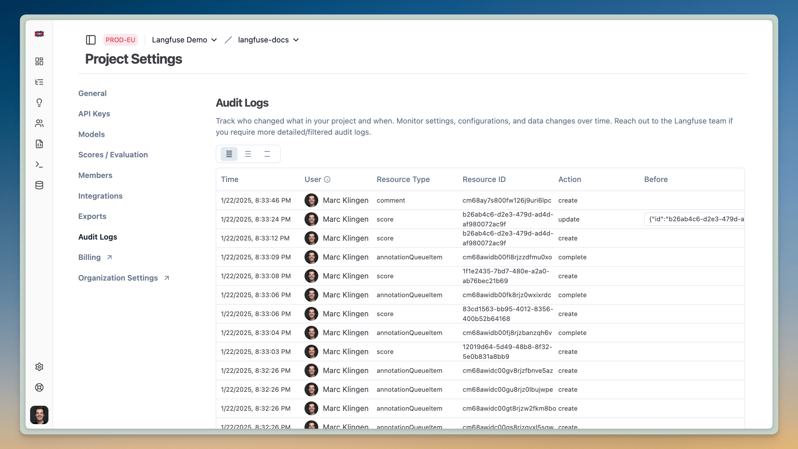 Audit Logs Interface